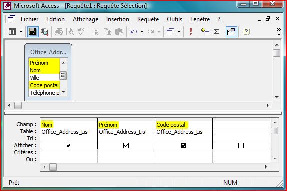 Choisir les champs dans une requ&ecirc;te
